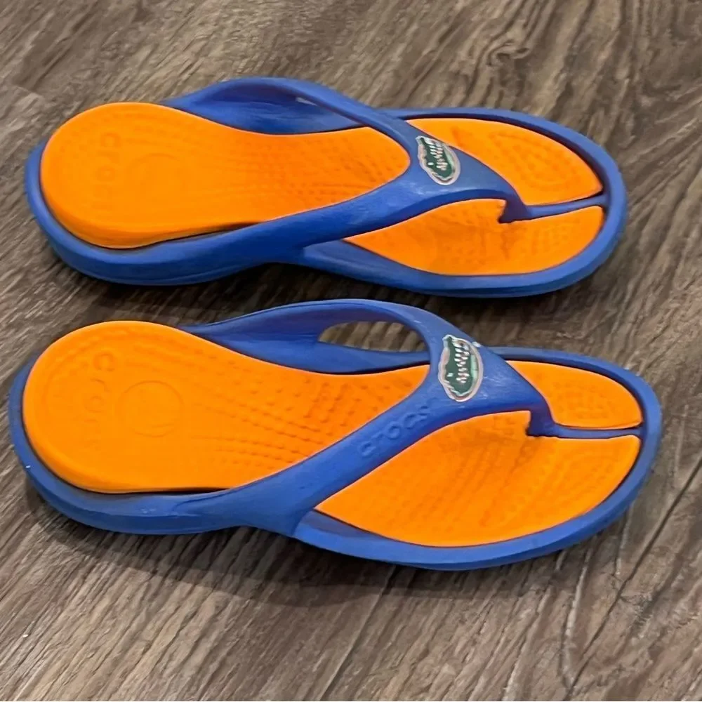 CROCS FLORIDA GATOR BLUE‎ & ORANGE UNISEX THONG SANDALS